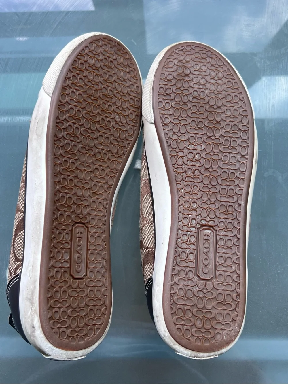 Coach Brown Signature Monogram Low-Top Sneakers with White Accents